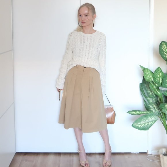 Zara Dresses & Skirts - NEW With Tags Zara Camel / Tan Cotton Midi Skirt